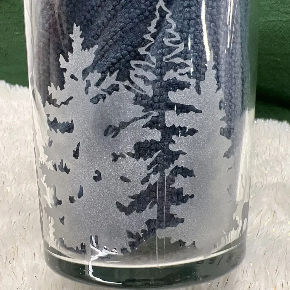 Cocktail Shaker Etched Evergreen Trees‎ Forest Deer Martini Glass Metal